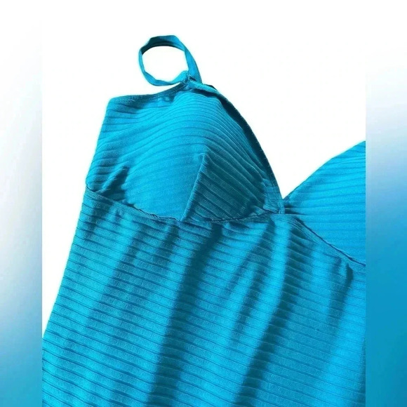 Torrid Womens Plus Size Blue Wireless Shadow Stripe One‎ Piece Swimsuit 6X - Picture 5 of 9